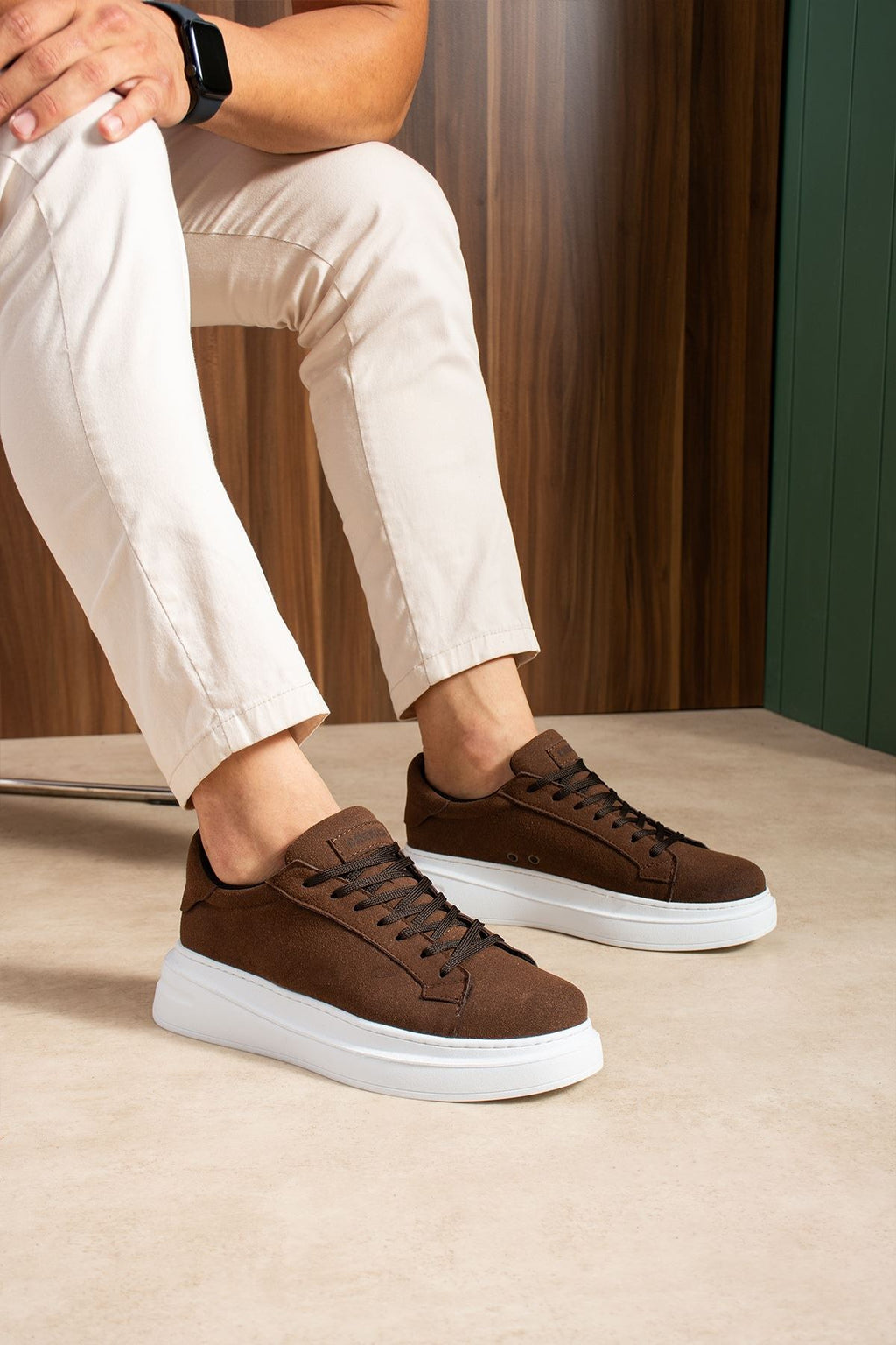 ZRC2623 - Yüksek Kalite Luxen Kalın Taban Süet Erkek Sneaker Acı Kahve