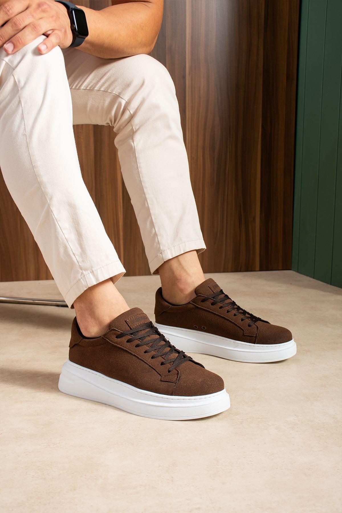 ZRC2623 - Yüksek Kalite Luxen Kalın Taban Süet Erkek Sneaker Acı Kahve