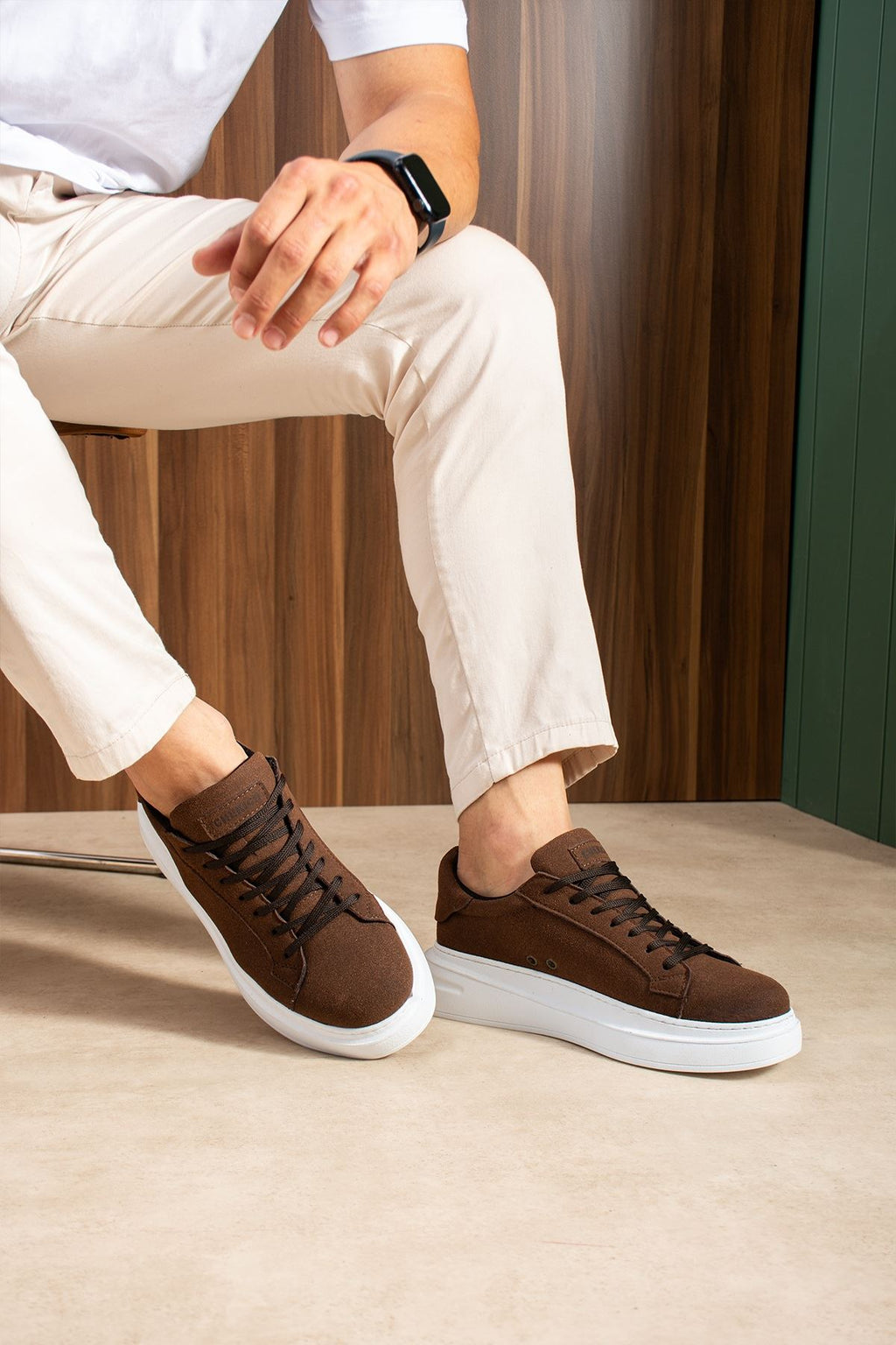 ZRC2623 - Yüksek Kalite Luxen Kalın Taban Süet Erkek Sneaker Acı Kahve