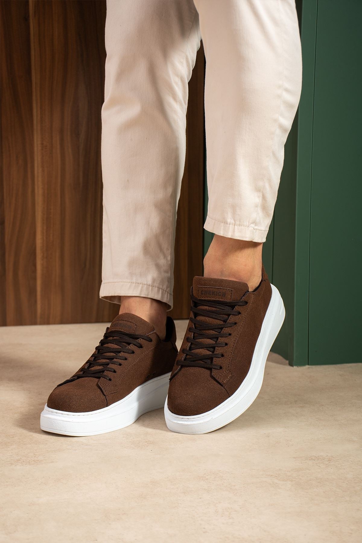 ZRC2623 - Yüksek Kalite Luxen Kalın Taban Süet Erkek Sneaker Acı Kahve