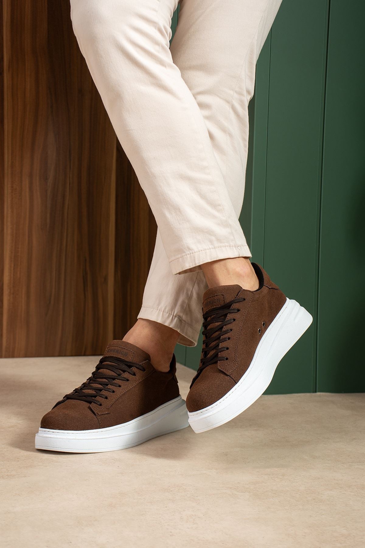 ZRC2623 - Yüksek Kalite Luxen Kalın Taban Süet Erkek Sneaker Acı Kahve