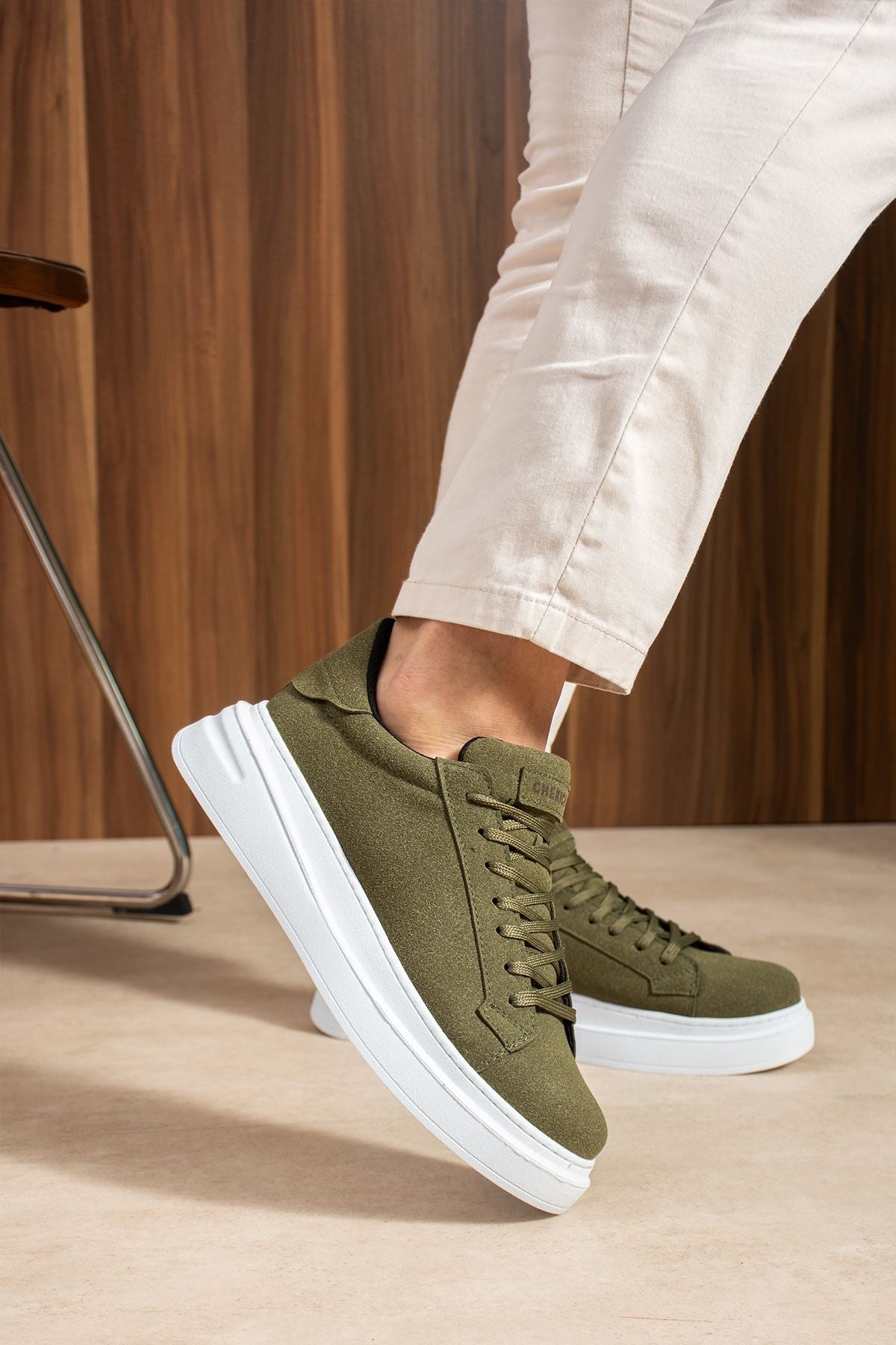 ZRC2623 - Yüksek Kalite Luxen Kalın Taban Süet Erkek Sneaker Haki