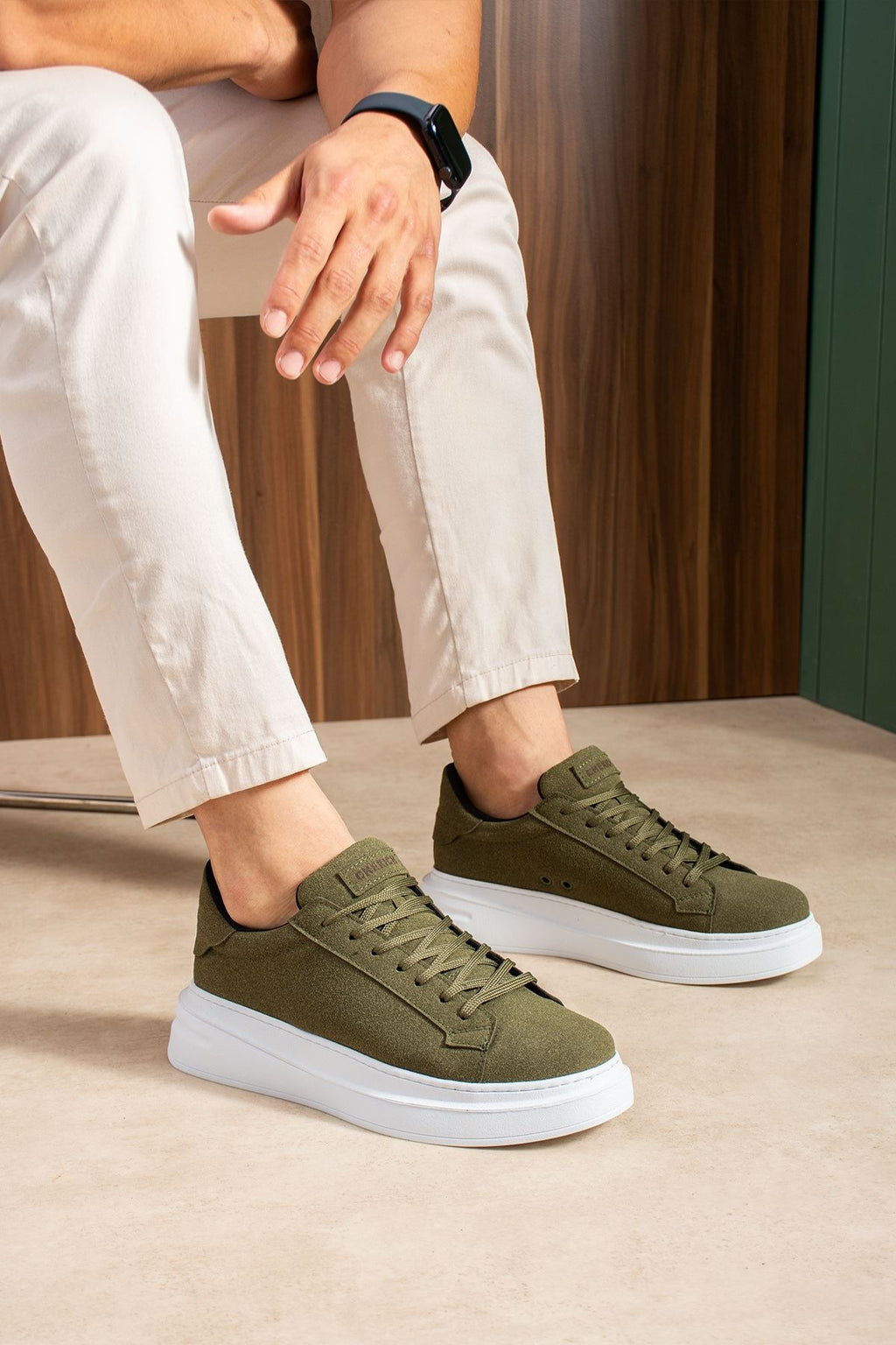 ZRC2623 - Yüksek Kalite Luxen Kalın Taban Süet Erkek Sneaker Haki