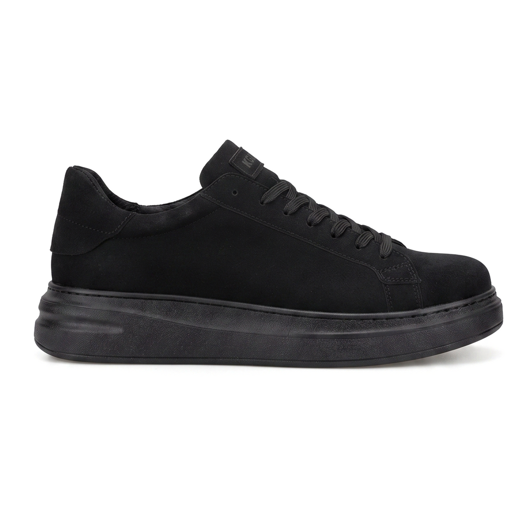 ZRC2623 - Yüksek Kalite Luxen Kalın Taban Süet Erkek Sneaker Siyah Süet