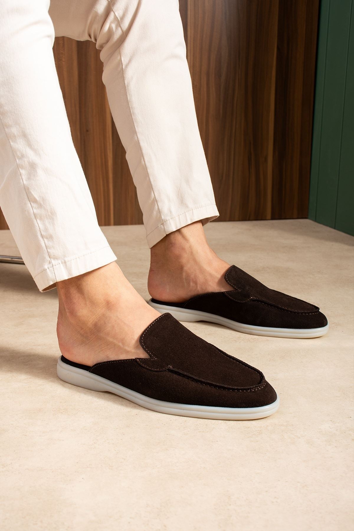ZRC2625 - Firenze Hakiki Deri Casual Erkek Terlik Lacivert