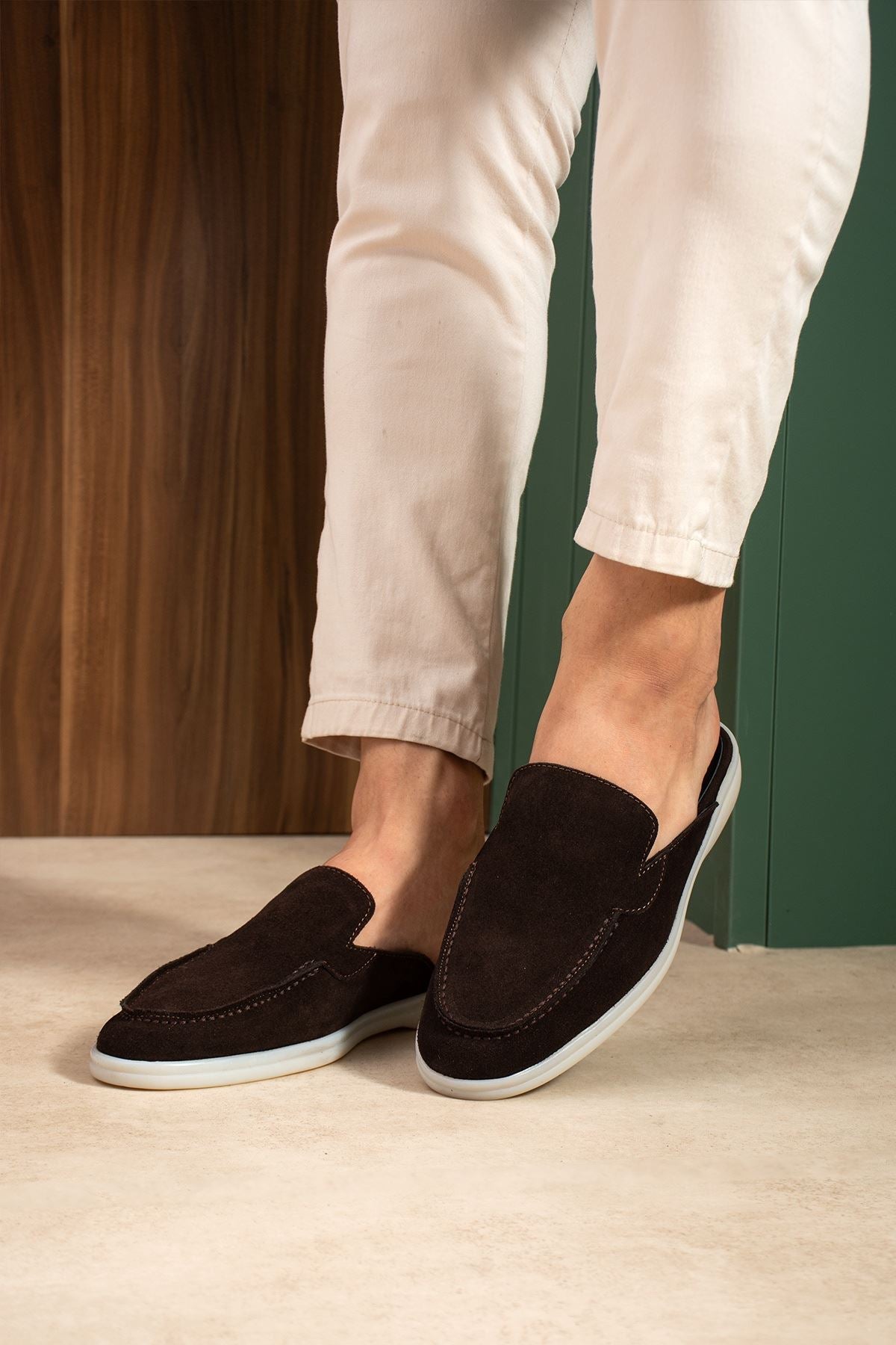 ZRC2625 - Firenze Hakiki Deri Casual Erkek Terlik Lacivert