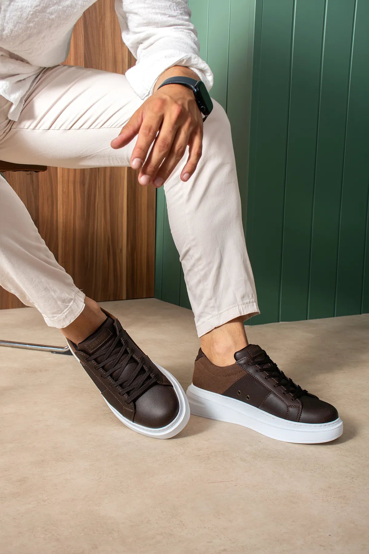 ZRC2627 - Veloura Kalın Taban Bağcıklı Erkek Acı Kahve Sneaker