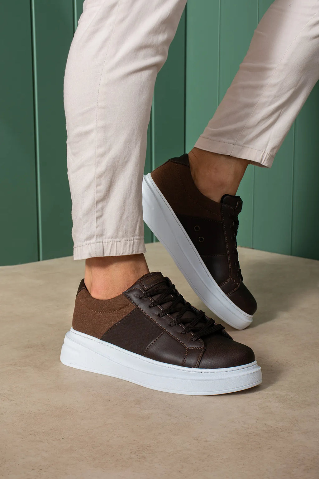 ZRC2627 - Veloura Kalın Taban Bağcıklı Erkek Acı Kahve Sneaker