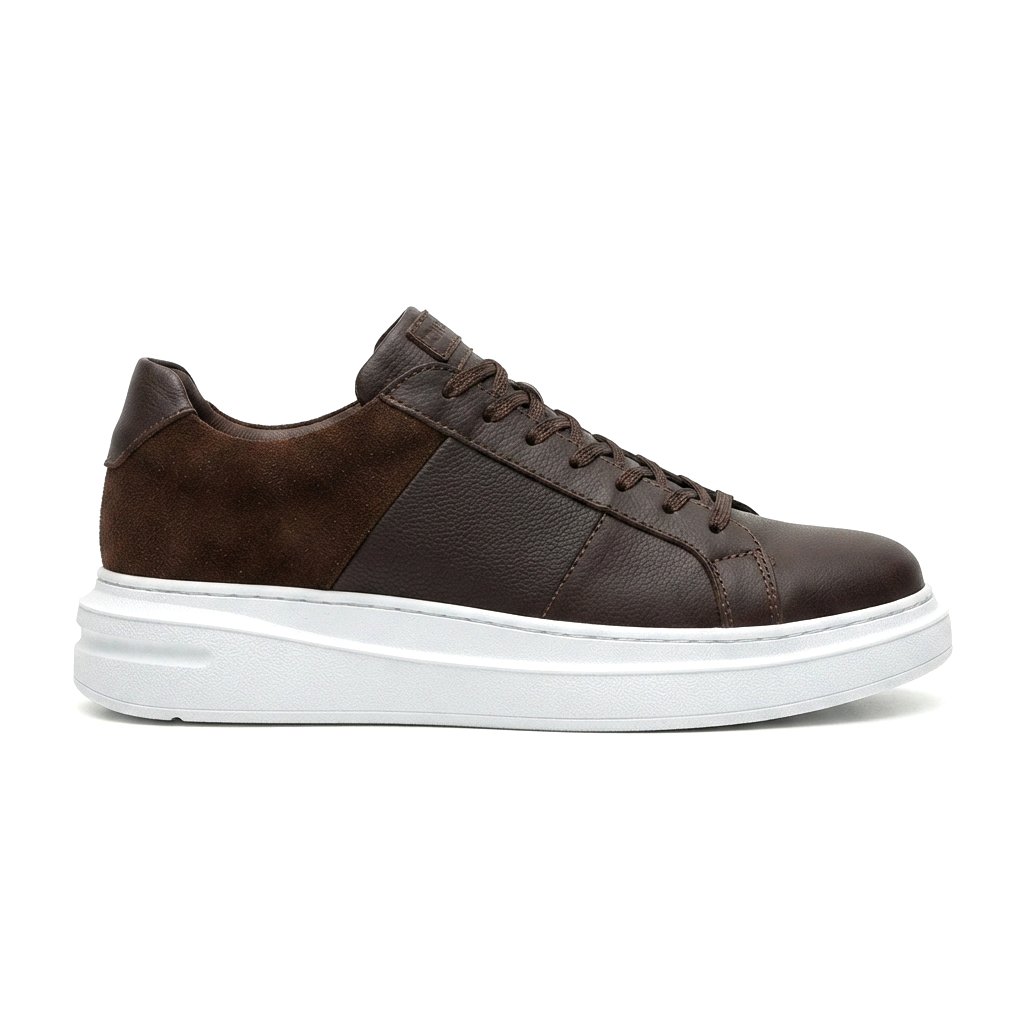 ZRC2627 - Veloura Kalın Taban Bağcıklı Erkek Acı Kahve Sneaker