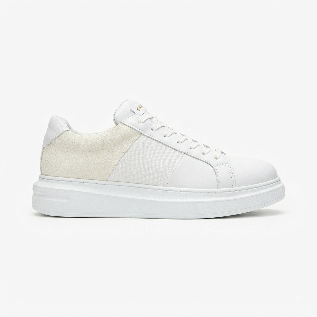 ZRC2627 - Veloura Kalın Taban Bağcıklı Erkek Beyaz Sneaker