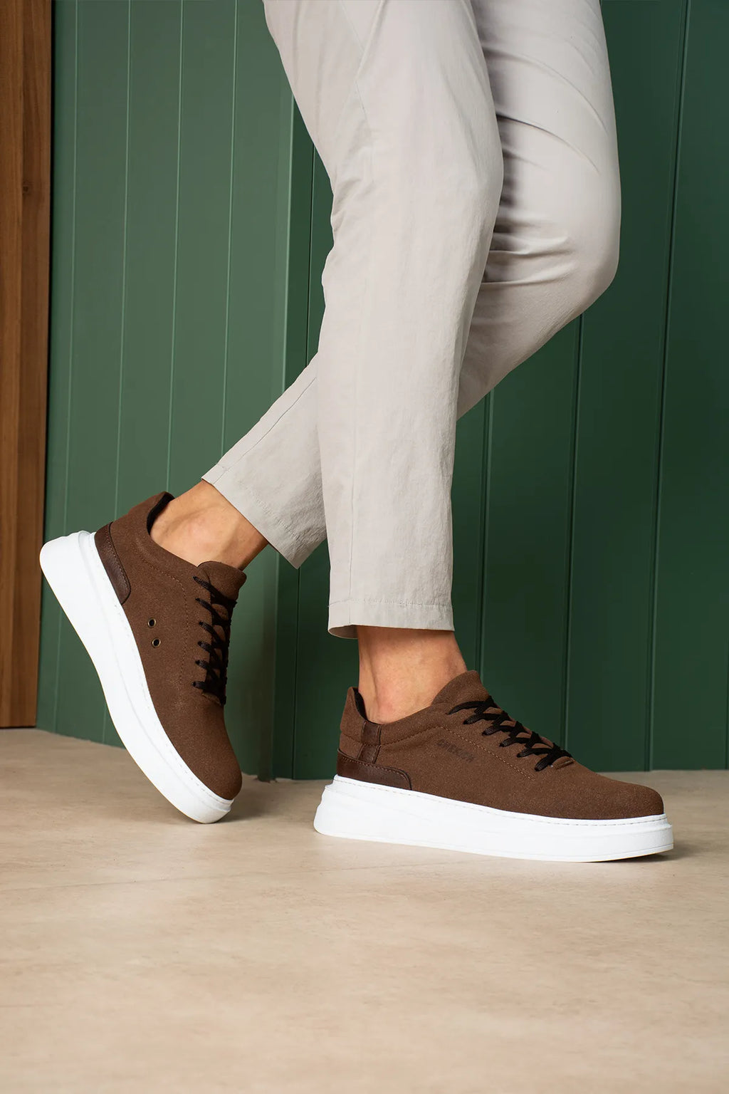 ZRC2635 - Yüksek Kalite Yüksek Taban Erkek Sneaker Acı Kahve Süet