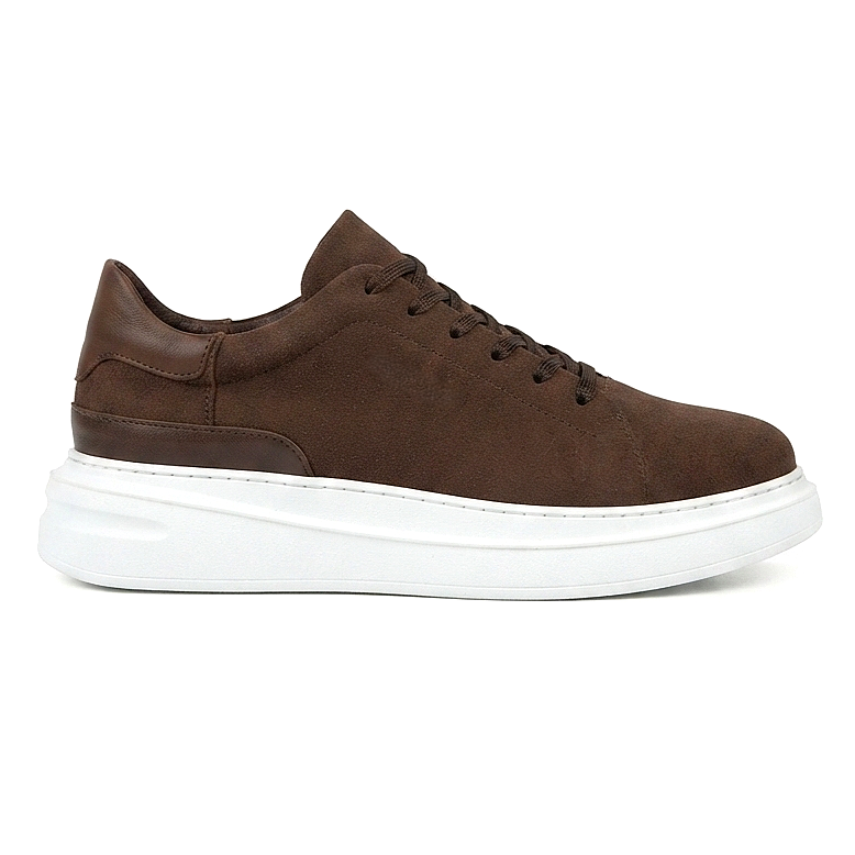 ZRC2635 - Yüksek Kalite Yüksek Taban Erkek Sneaker Acı Kahve Süet