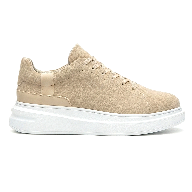 ZRC2635 - Yüksek Kalite Yüksek Taban Erkek Sneaker Bej Süet