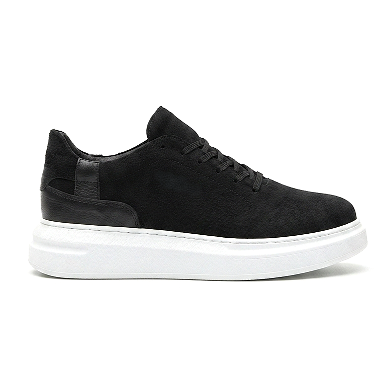 ZRC2635 - Yüksek Kalite Yüksek Taban Erkek Sneaker Siyah Süet