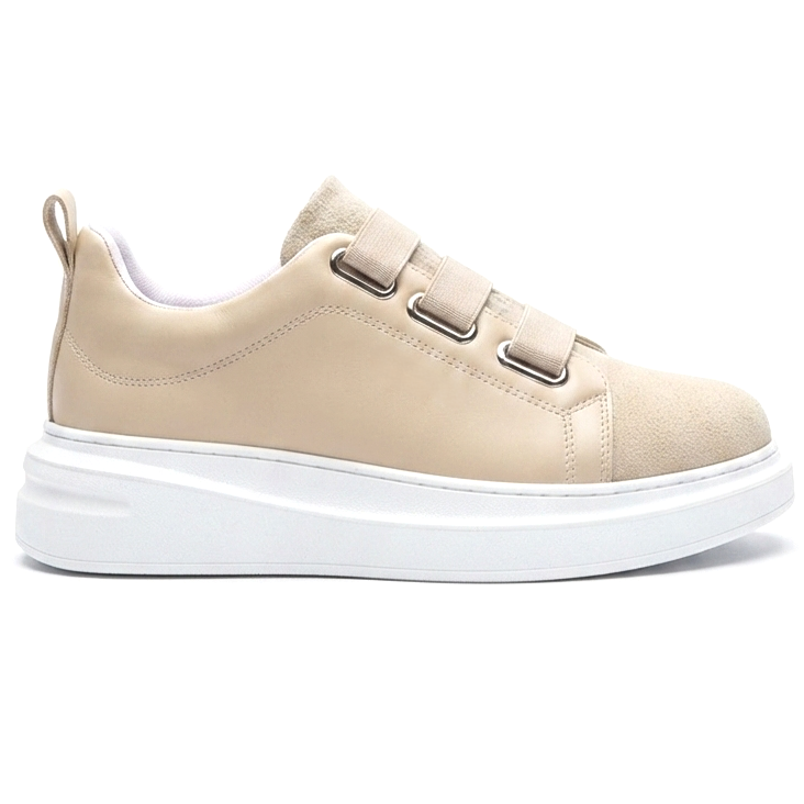ZRC2653 - Premium Exclusive Lastik Detaylı Erkek Sneaker Bej