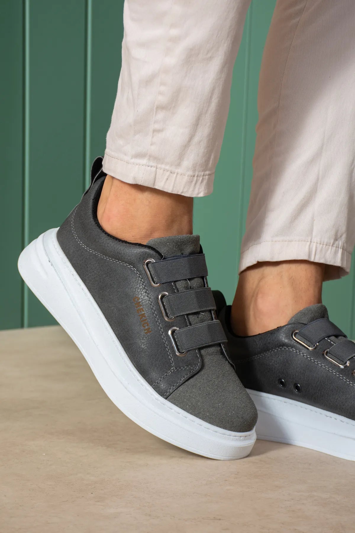 ZRC2653 - Premium Exclusive Lastik Detaylı Erkek Sneaker Antrasit