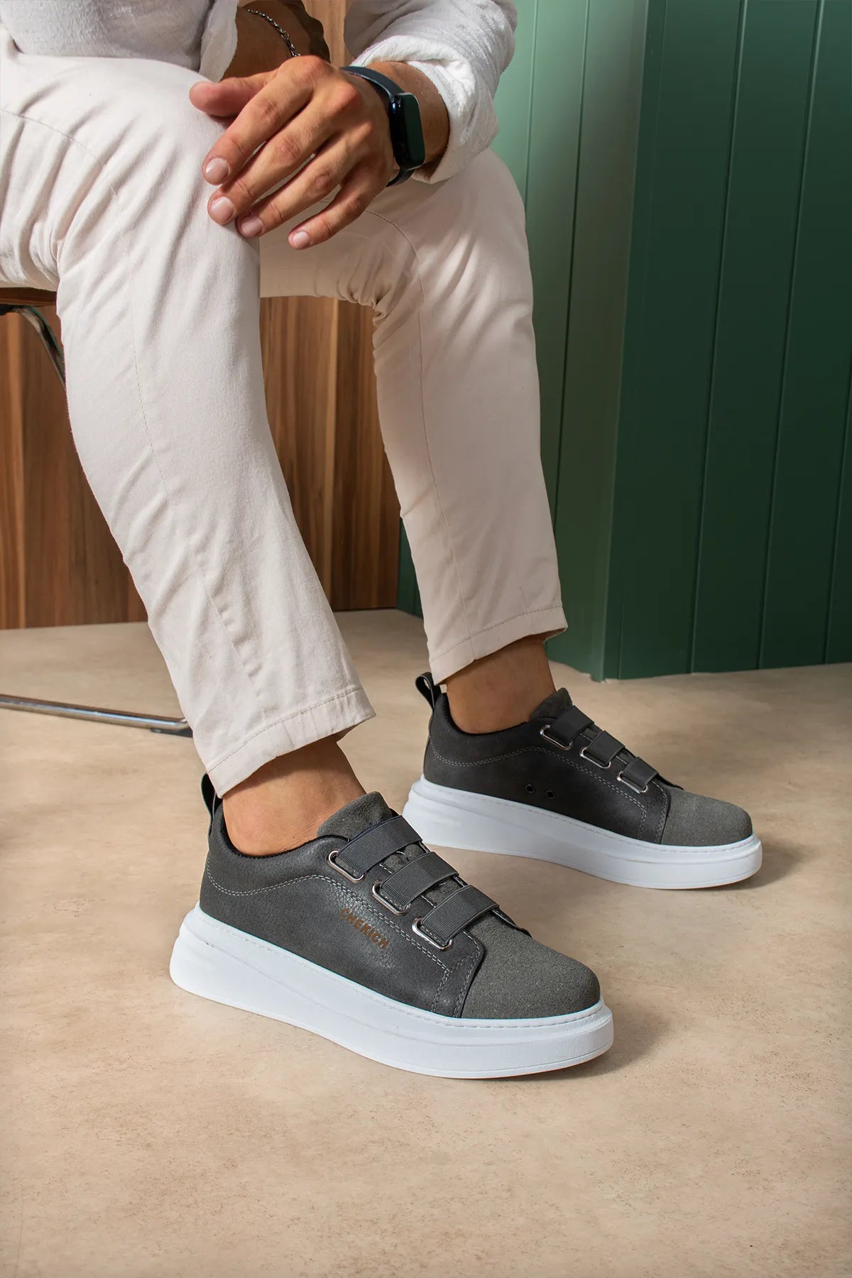 ZRC2653 - Premium Exclusive Lastik Detaylı Erkek Sneaker Antrasit