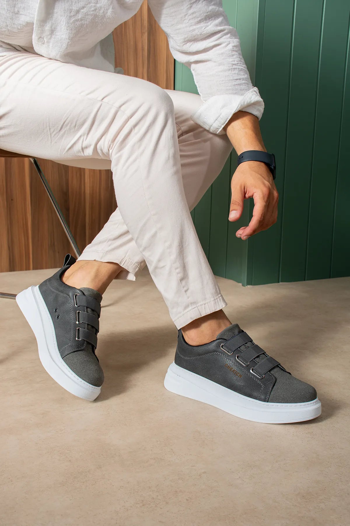 ZRC2653 - Premium Exclusive Lastik Detaylı Erkek Sneaker Antrasit