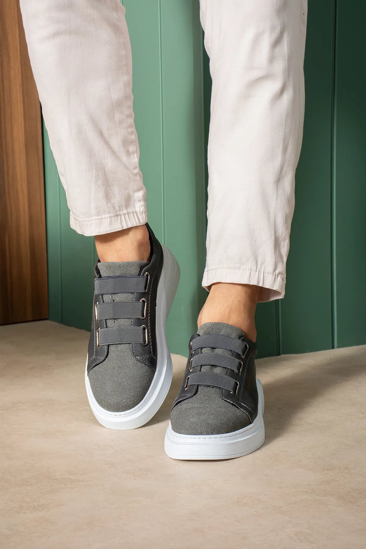 ZRC2653 - Premium Exclusive Lastik Detaylı Erkek Sneaker Antrasit