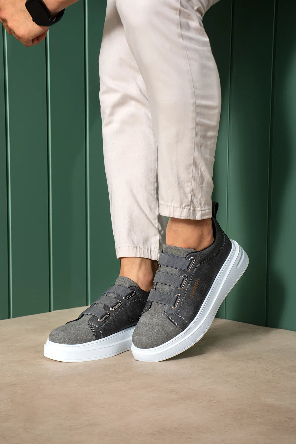 ZRC2653 - Premium Exclusive Lastik Detaylı Erkek Sneaker Antrasit
