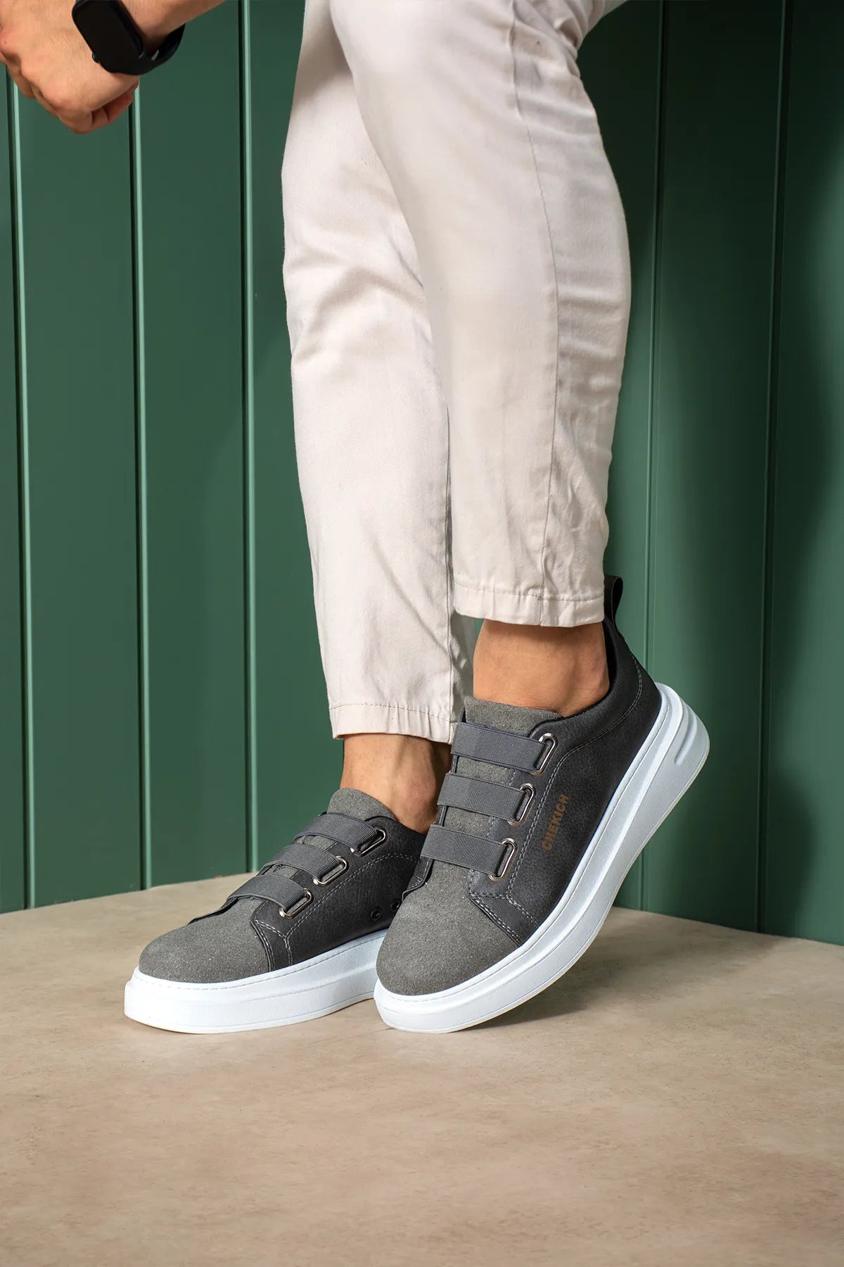 ZRC2653 - Premium Exclusive Lastik Detaylı Erkek Sneaker Antrasit