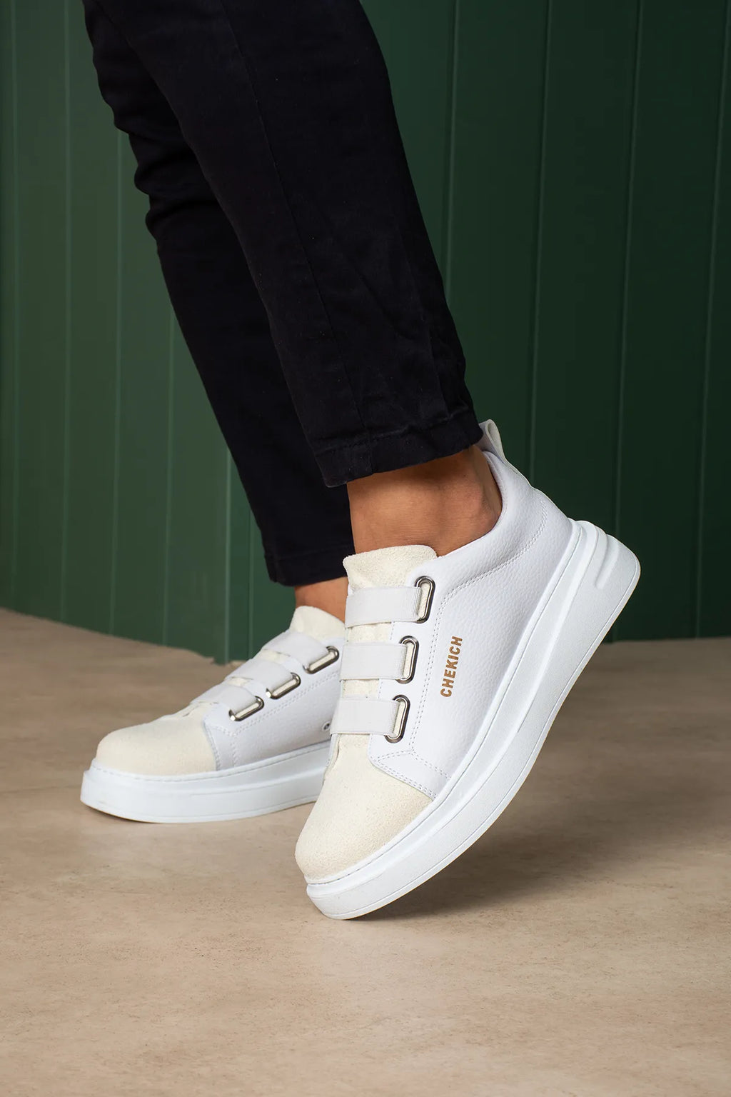 ZRC2653 - Premium Exclusive Lastik Detaylı Erkek Sneaker Beyaz