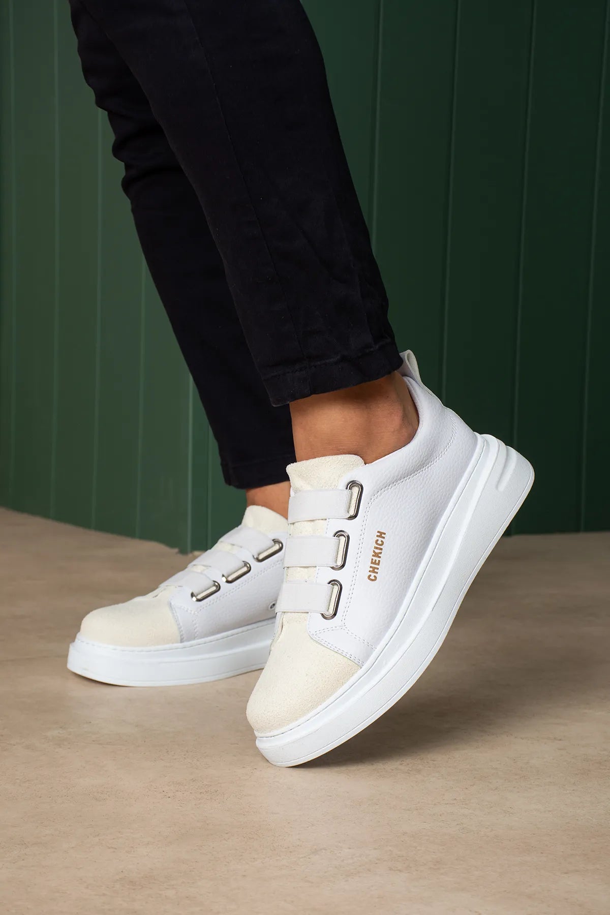 ZRC2653 - Premium Exclusive Lastik Detaylı Erkek Sneaker Beyaz