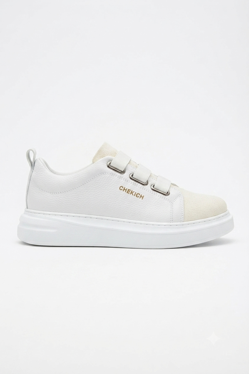 ZRC2653 - Premium Exclusive Lastik Detaylı Erkek Sneaker Beyaz