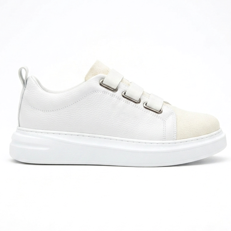 ZRC2653 - Premium Exclusive Lastik Detaylı Erkek Sneaker Beyaz