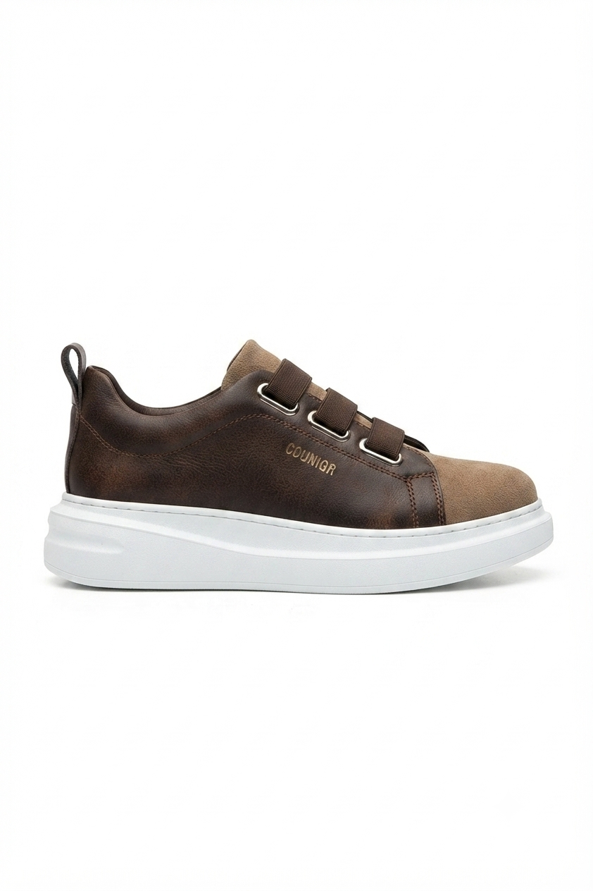 ZRC2653 - Premium Exclusive Lastik Detaylı Erkek Sneaker Kahve