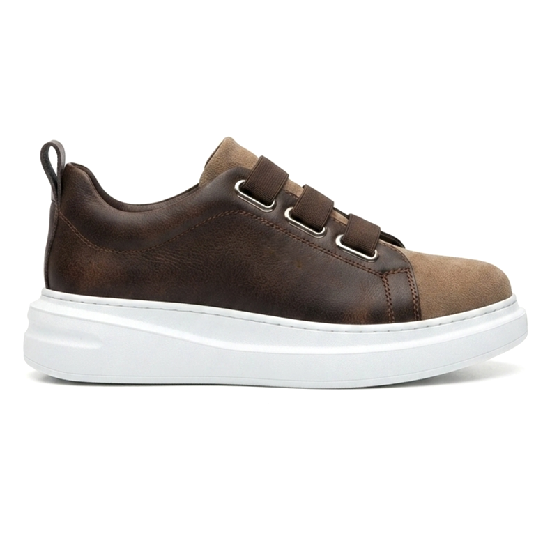 ZRC2653 - Premium Exclusive Lastik Detaylı Erkek Sneaker Kahve