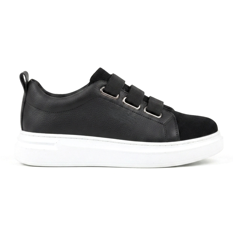 ZRC2653 - Premium Exclusive Lastik Detaylı Erkek Sneaker Siyah Beyaz