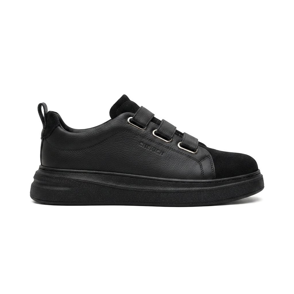 ZRC2653 - Premium Exclusive Lastik Detaylı Erkek Sneaker Siyah Süet