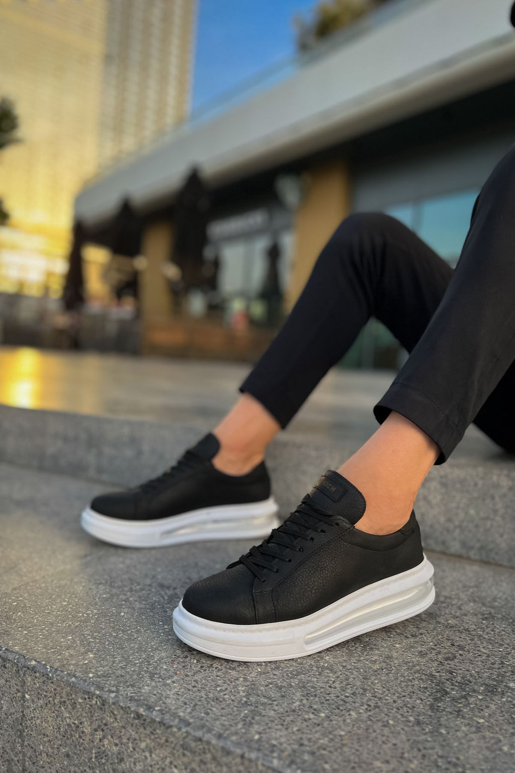 Ariaso Premium Air Taban Erkek Günlük Spor Ayakkabı Siyah Beyaz