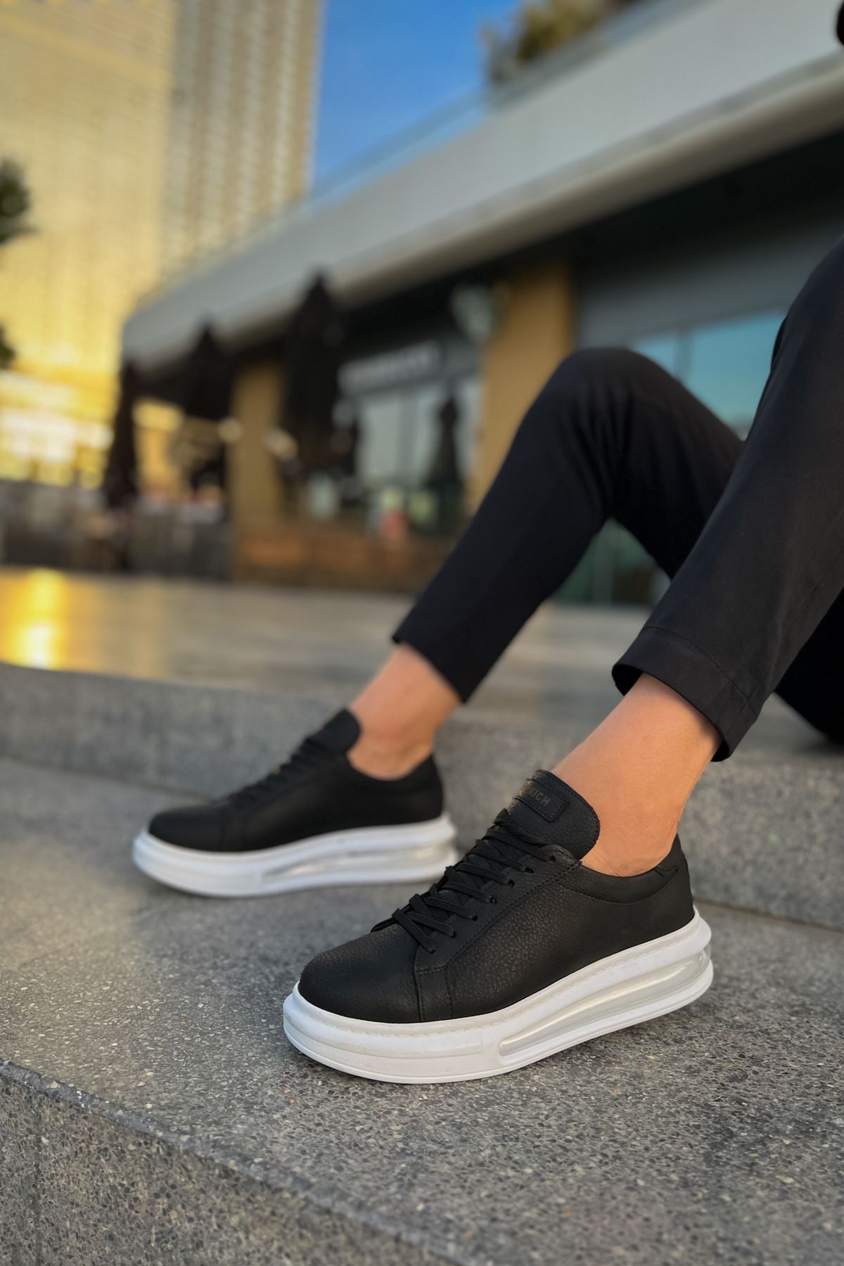 Ariaso Premium Air Taban Erkek Günlük Spor Ayakkabı Siyah Beyaz