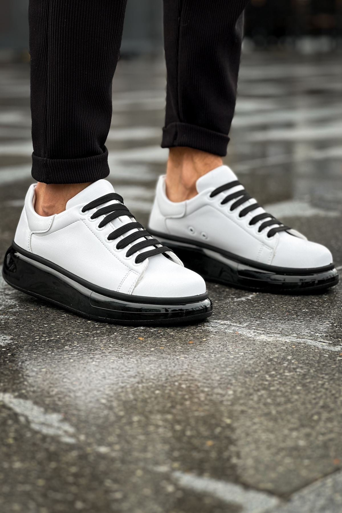 Solarex Premium Özel Taban Erkek Sneaker Beyaz Siyah