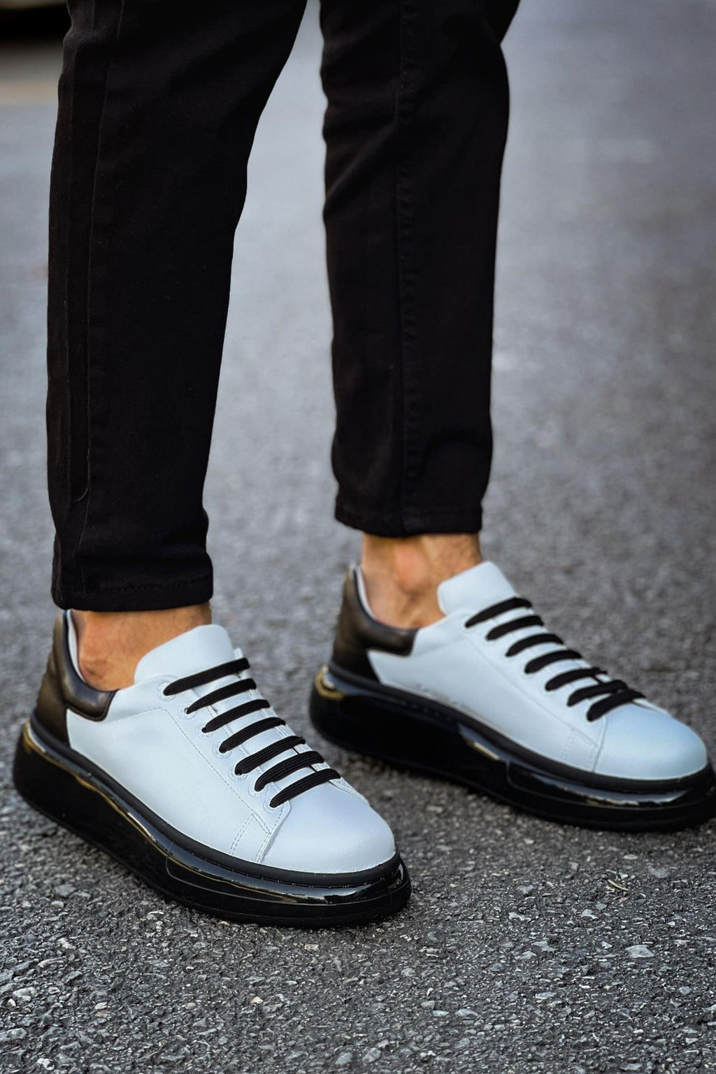 Solarex Premium Özel Taban Erkek Sneaker Beyaz Siyah