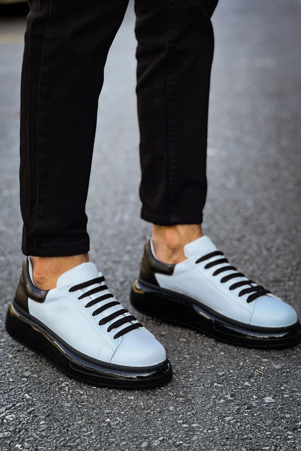 Solarex Premium Özel Taban Erkek Sneaker Beyaz Siyah