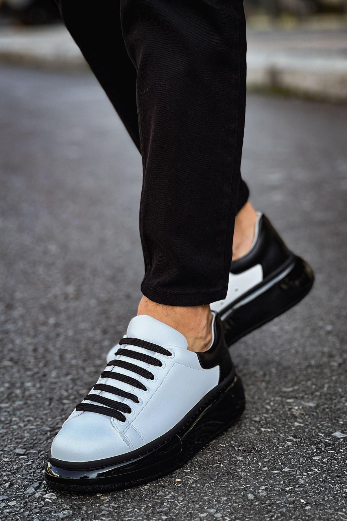 Solarex Premium Özel Taban Erkek Sneaker Beyaz Siyah