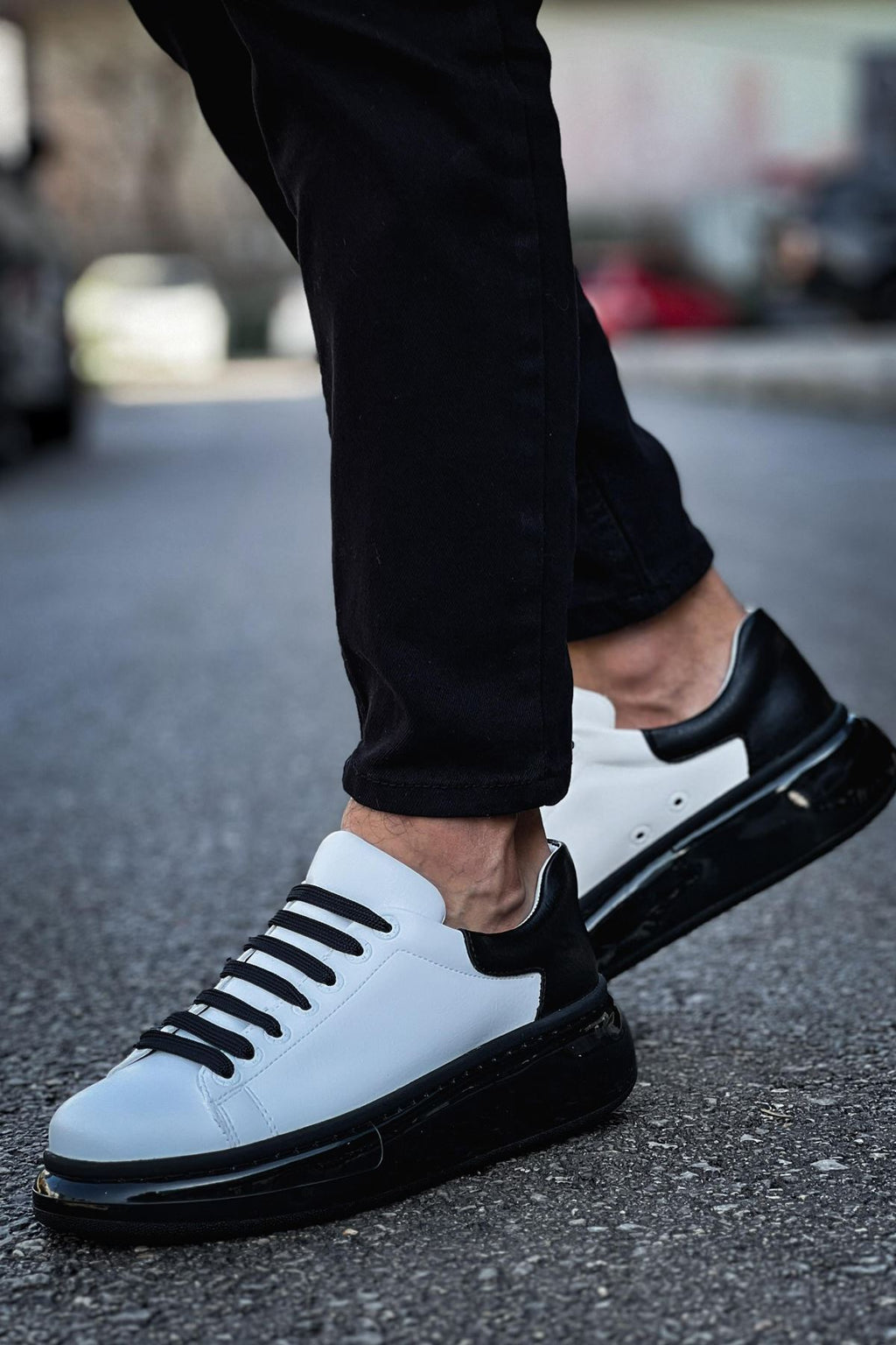 Solarex Premium Özel Taban Erkek Sneaker Beyaz Siyah
