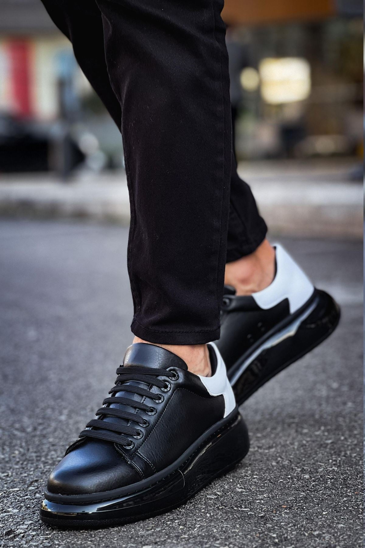 Solarex Premium Özel Taban Erkek Sneaker Siyah Beyaz