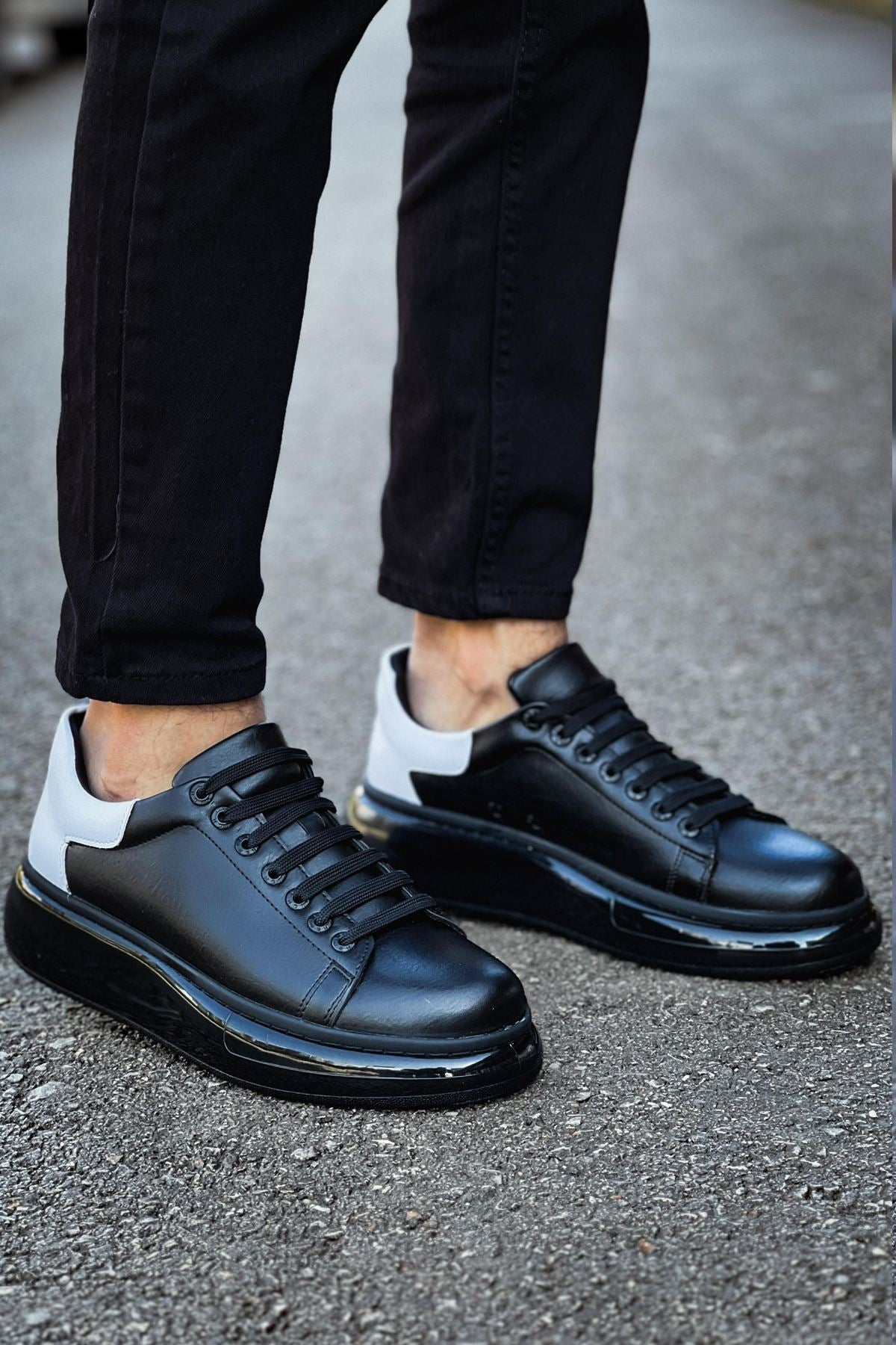 Solarex Premium Özel Taban Erkek Sneaker Siyah Beyaz