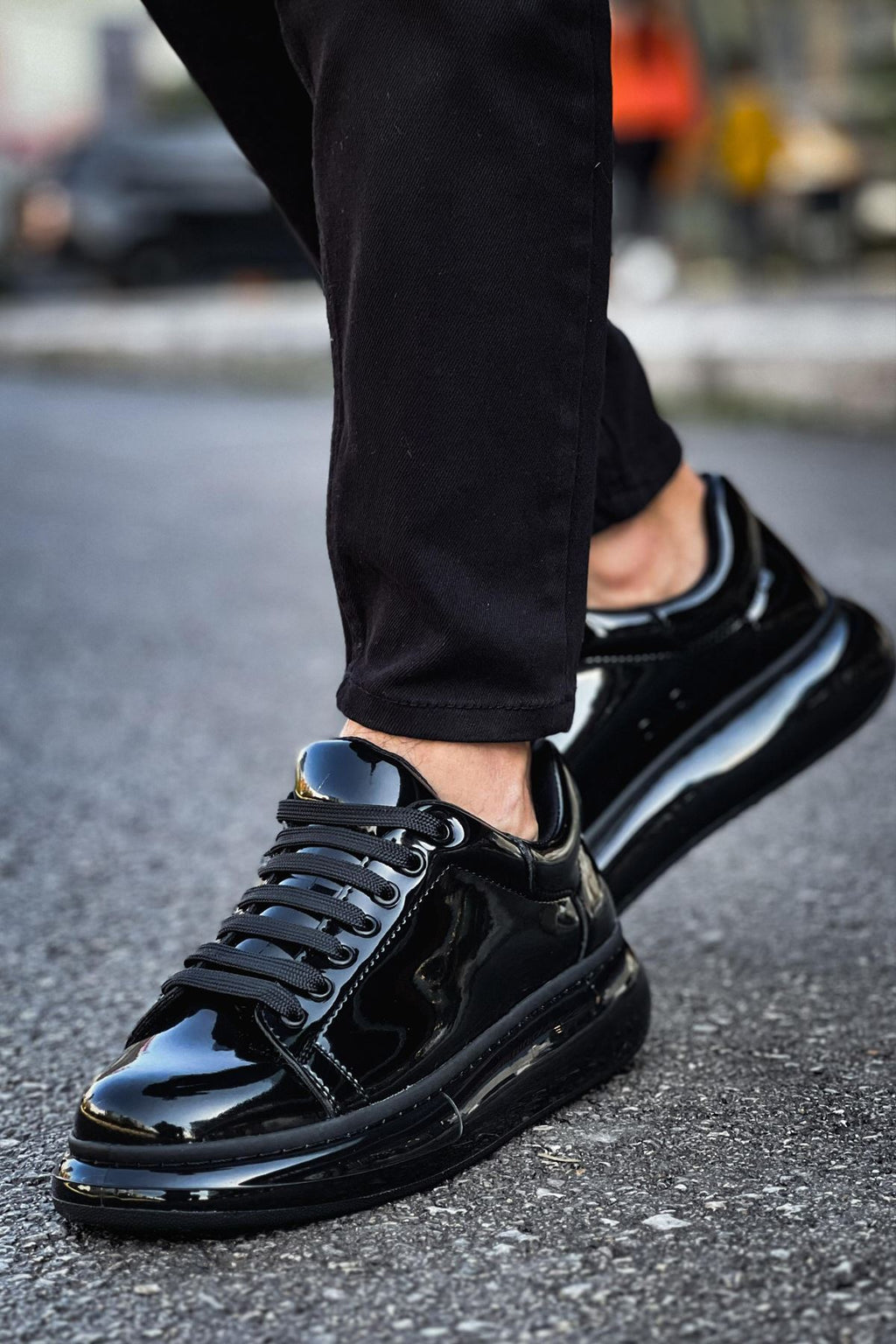 Solarex Premium Özel Taban Erkek Sneaker Siyah Rugan