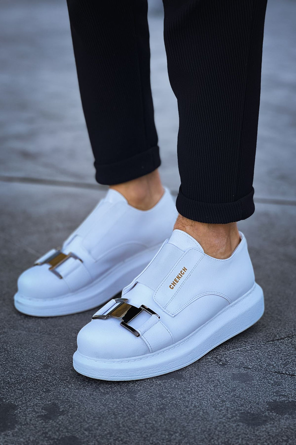ZRC297 Premium Erkek Lastikli Günlük Ayakkabı Beyaz