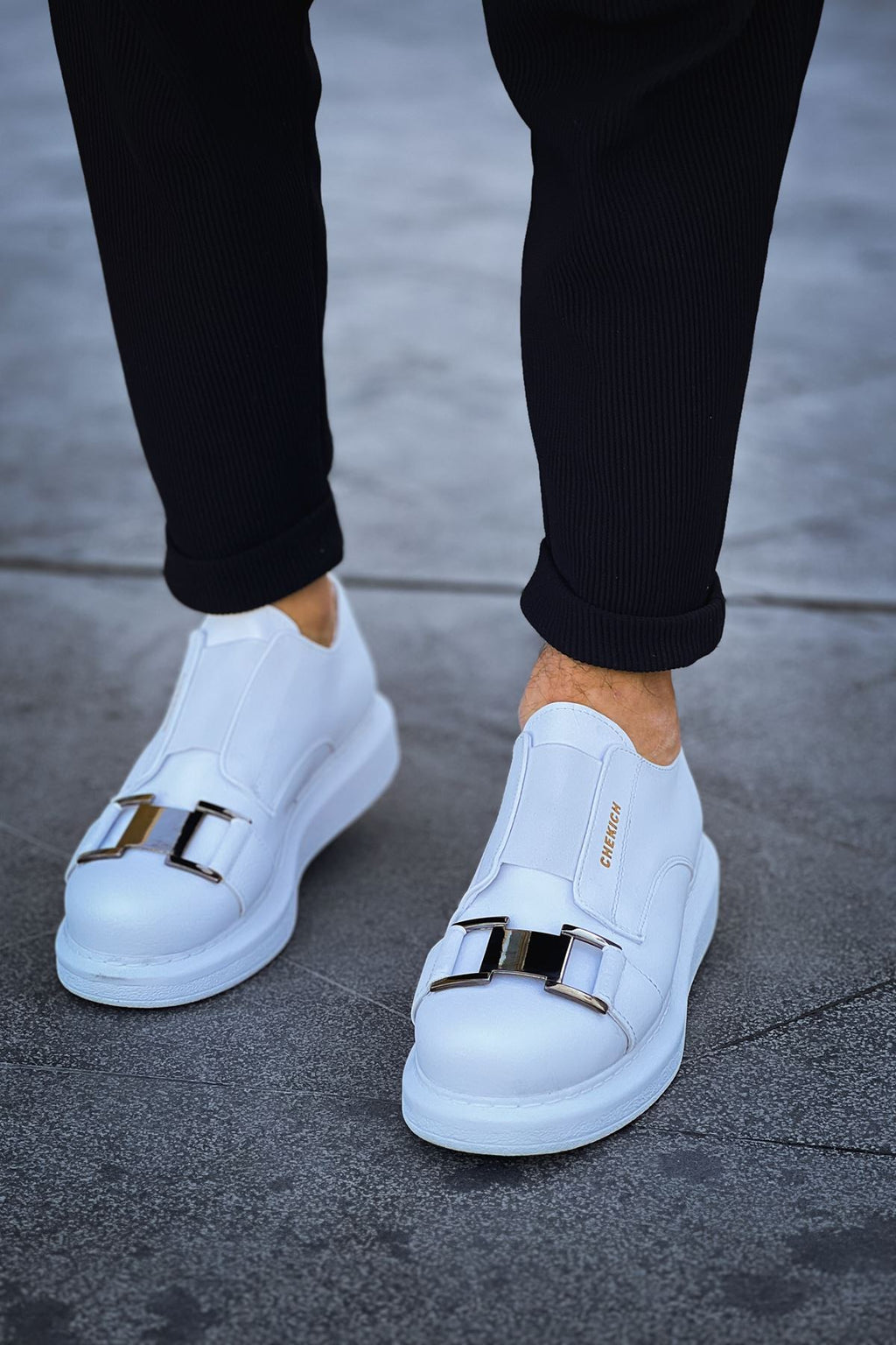 ZRC297 Premium Erkek Lastikli Günlük Ayakkabı Beyaz