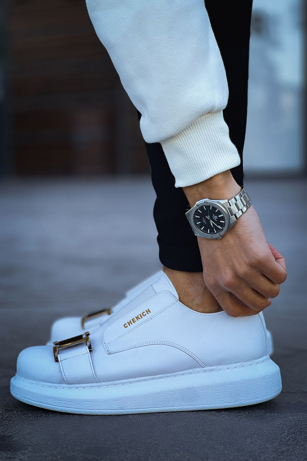 ZRC297 Premium Erkek Lastikli Günlük Ayakkabı Beyaz