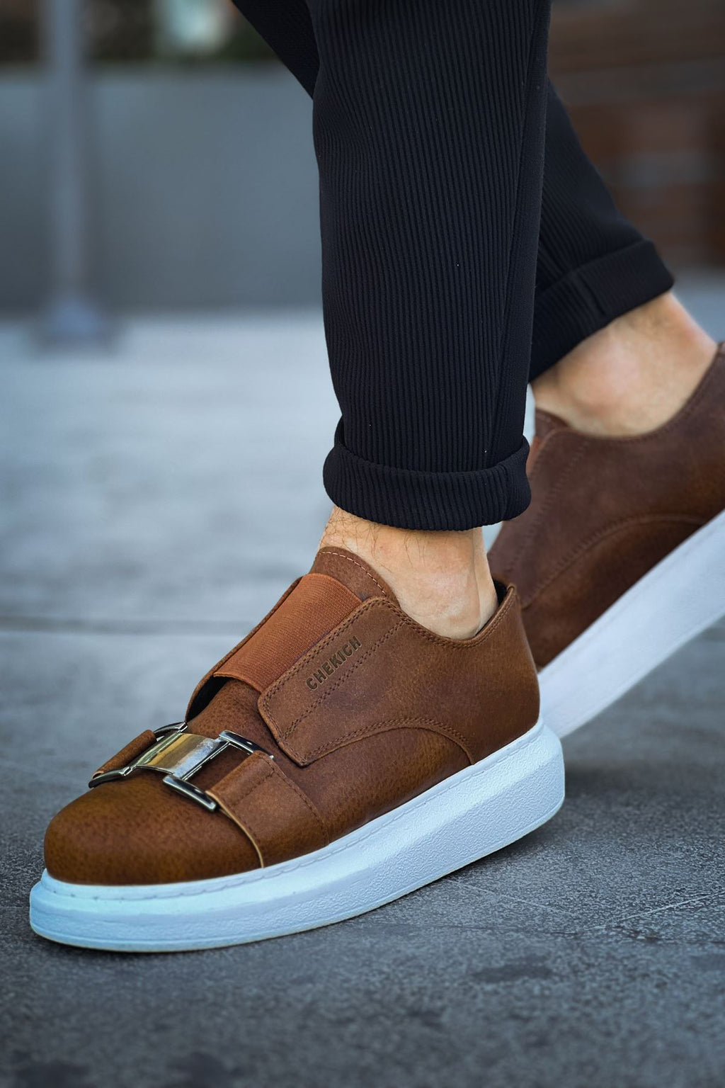 ZRC297 Premium Erkek Lastikli Günlük Ayakkabı Taba