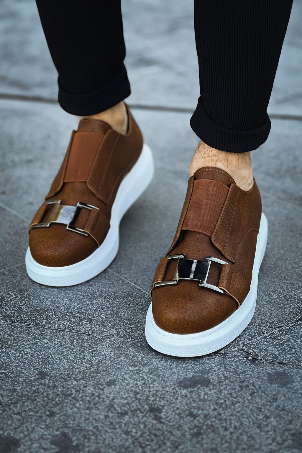 ZRC297 Premium Erkek Lastikli Günlük Ayakkabı Taba