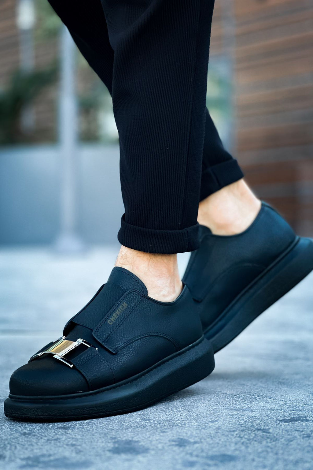 ZRC297 Premium Erkek Lastikli Günlük Ayakkabı Siyah