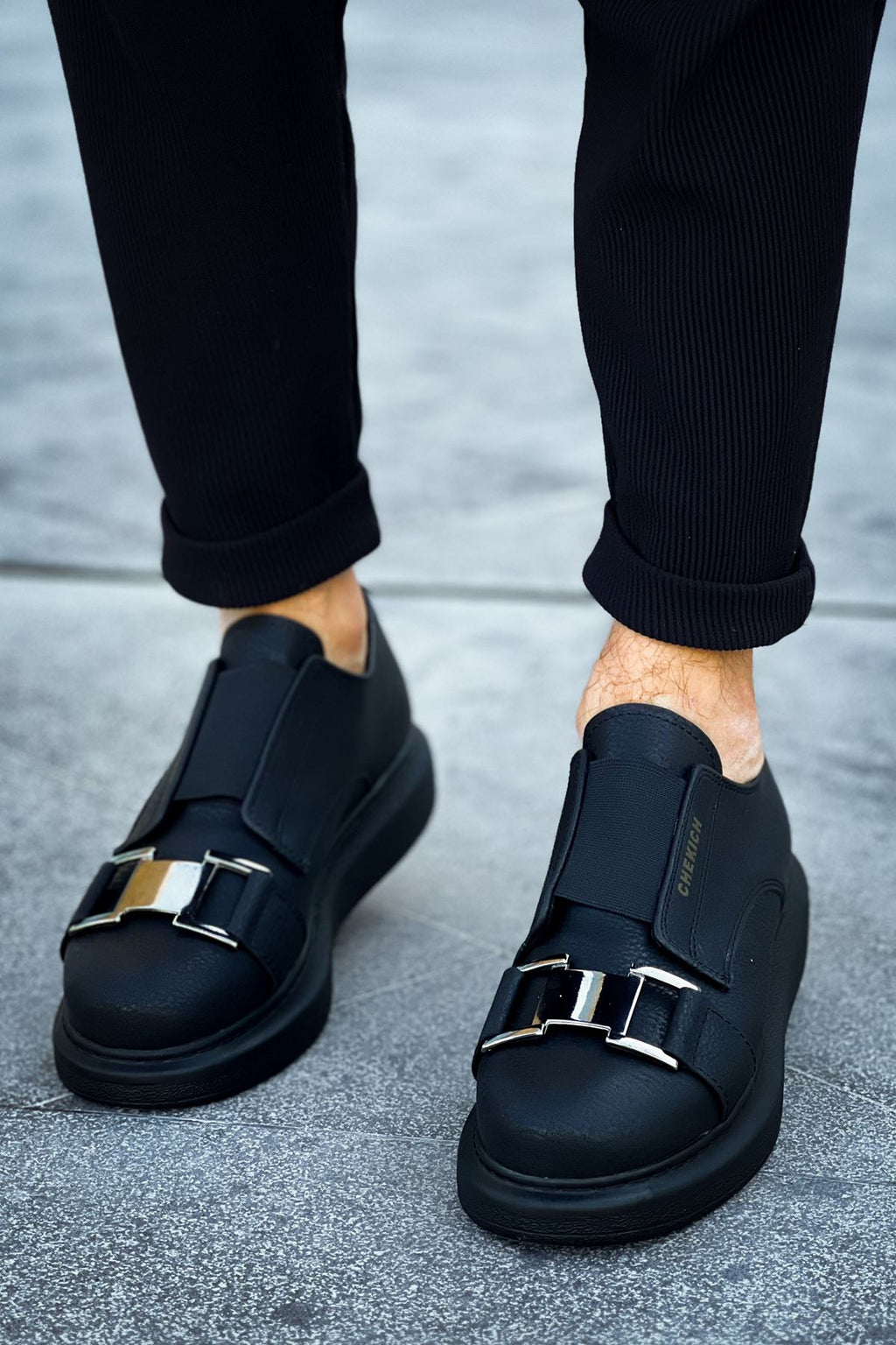 ZRC297 Premium Erkek Lastikli Günlük Ayakkabı Siyah